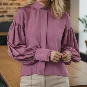 Celmia Lavender Wisteria Pirate Edgy Blouse Ladies Medium Puffy Feminine Ruffle